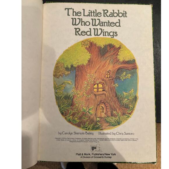 Vintage 1978 The Little Rabbit Who Wanted Red Wings by Carolyn Bailey, VG, HC - Picture 3 of 4